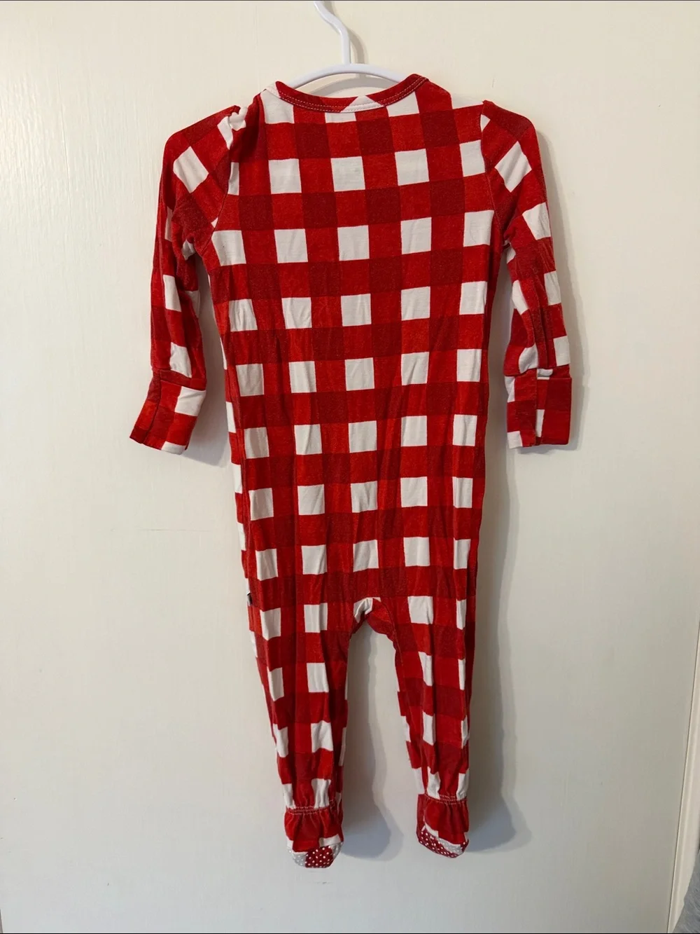 Caden Lane 6-12m Red Buffalo Check One-Piece Footed Pajamas